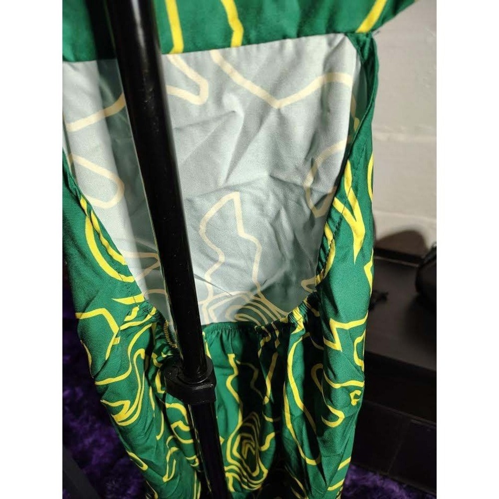 SHEIN Green‎ Yellow Abstract Swirl Print Tie Front Crop Top Skirt Set Women S - Picture 3 of 5